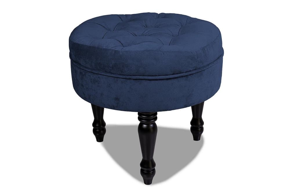 Chesterfield Ludo Fotpall 50 cm Rund Petrolblå
