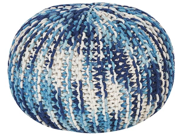 Rahi valkoinen sininen puuvilla ⌀ 50 x 35 cm neulottu pyöreä EPS-helmirae moderni boho tyyli