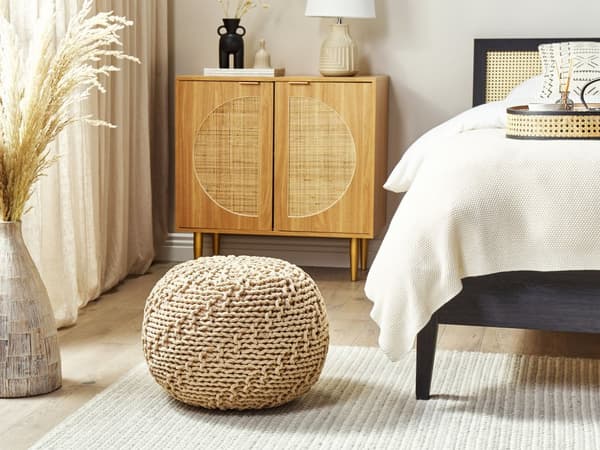 Pallorahi beige puuvilla 35 x 50 cm neulottu EPS täyterakeet pyöreä pieni