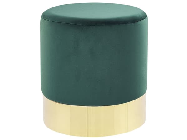 Fodskammel Mørkegrøn Velour Rund Dressing Puf Glam Taburet med Guld