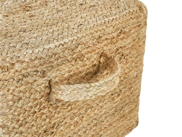 Puf Brun Jute EPS Perler Fyld 45 x 45 x 30 cm Rektangulært med Håndtag Boho Style Hjemmetilbehør