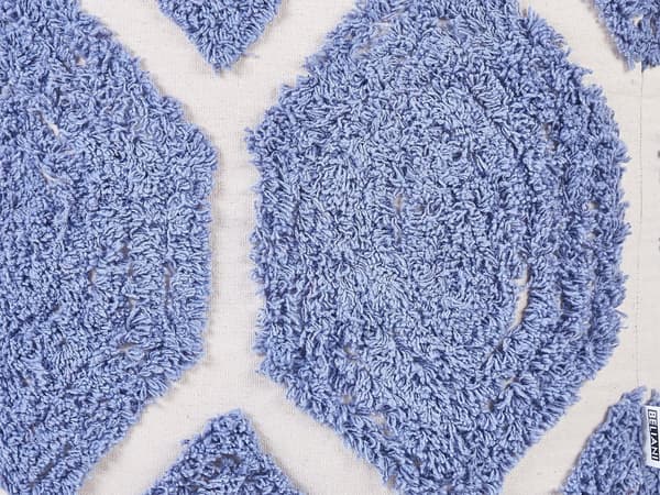 Puff Beige Blå Bomull Geometriskt Stickat Mönster Dekorativ Boho-stil Vardagsrum Sovrum