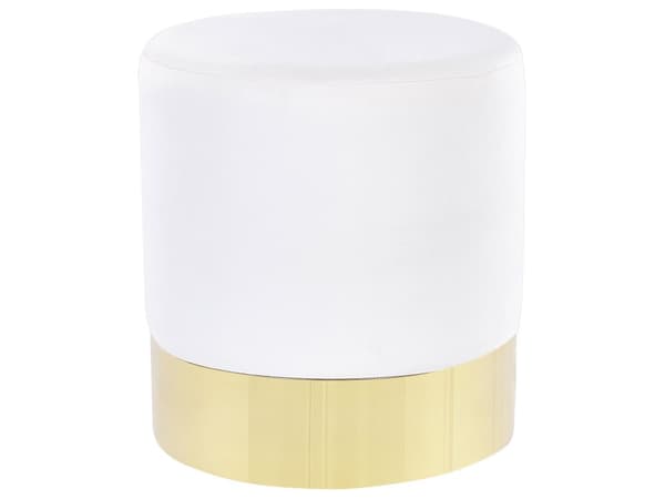 Puff Vit Guld Sammet Rund Dressing Fotpall Glam Pall Vardagsrum Sovrum Hall