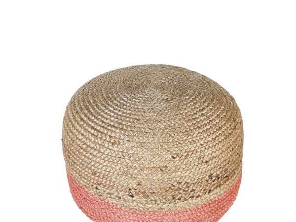 Puff Rosa Jute EPS-kulor 50 x 50 x 40 cm Rund Schäslong Bohemisk stil Hemtillbehör
