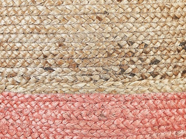 Puff Rosa Jute EPS-kulor 50 x 50 x 40 cm Rund Schäslong Bohemisk stil Hemtillbehör