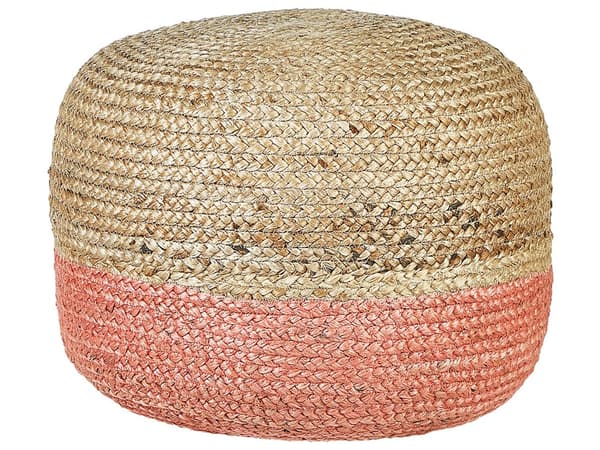 Puff Rosa Jute EPS-kulor 50 x 50 x 40 cm Rund Schäslong Bohemisk stil Hemtillbehör