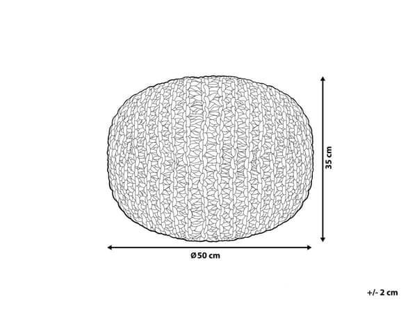 Puff Ottoman Vit och Rosa 50 x 35 cm Stickad bomull EPS Pärlor Fyllning Rund Liten Fotpall