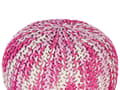 Miniatyrbild 4 av 6: Puff Ottoman Vit och Rosa 50 x 35 cm Stickad bomull EPS Pärlor Fyllning Rund Liten Fotpall