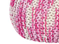 Miniatyrbild 5 av 6: Puff Ottoman Vit och Rosa 50 x 35 cm Stickad bomull EPS Pärlor Fyllning Rund Liten Fotpall