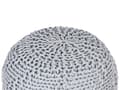 Miniatyrbild 4 av 6: Puff Ottoman Grå 50 x 35 cm Stickad bomull EPS-pärlor Fyllning Rund Liten Fotpall