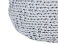Miniatyrbild 5 av 6: Puff Ottoman Grå 50 x 35 cm Stickad bomull EPS-pärlor Fyllning Rund Liten Fotpall