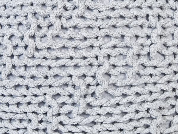 Puff Ottoman Grå 50 x 35 cm Stickad bomull EPS-pärlor Fyllning Rund Liten Fotpall