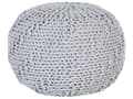 Miniatyrbild 1 av 6: Puff Ottoman Grå 50 x 35 cm Stickad bomull EPS-pärlor Fyllning Rund Liten Fotpall