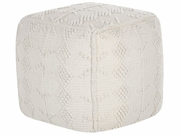 Puf Hvid Bomuld 40 x 40 cm Geometrisk strikmønster Dekorativt sæde Boho Style Stue Soveværelse