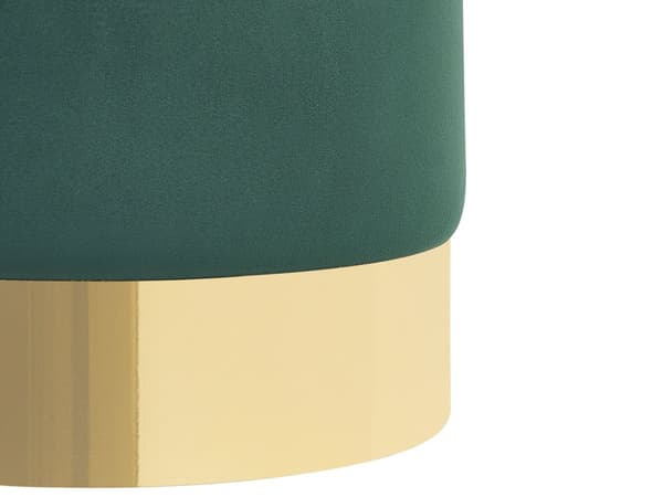 Puff Mørkegrønn Fløyel ø 39 cm Rund form Gulldetaljer Glamour Moderne Fotskammel