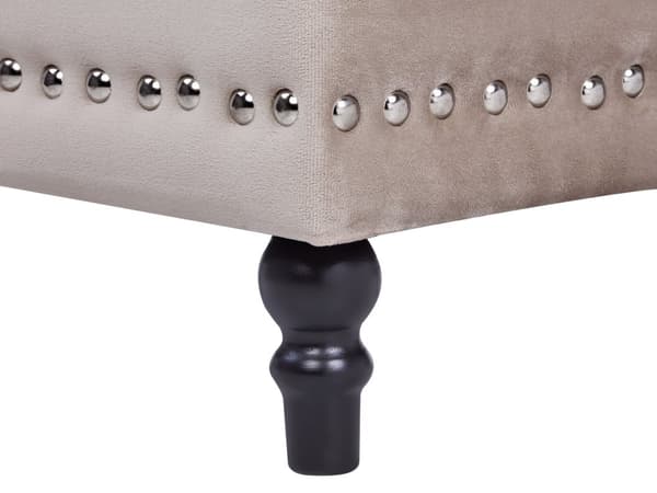 Fotskammel Beige Fløyel Polstret 40 x 37 x 37 cm Knappetufting Oppbevaring Puff Glamour Moderne