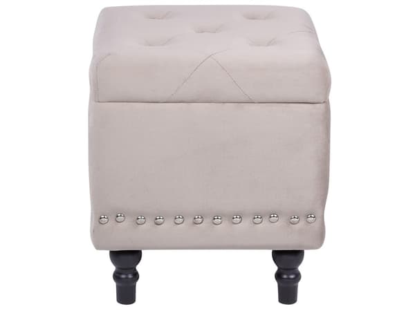 Rahi beige 37 x 40 x 37 cm sametti puu säilytystila verhoilunaula nappikoriste glamour