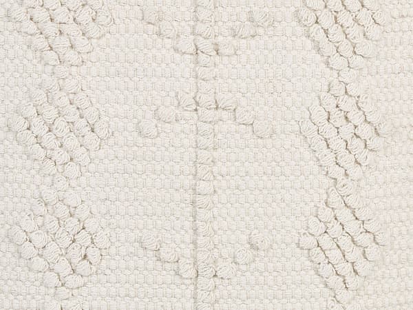Puff Vit Bomull 40 x 40 cm Geometriskt Stickat Mönster Dekorativ Sittpuff Bohemisk Stil Vardagsrum Sovrum