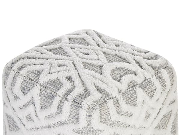 Puff Hvit Grå Polyester Bomull 40 x 40 cm Strikket geometrisk mønster Dekorativ Sitteplass Boho Stue Soverom