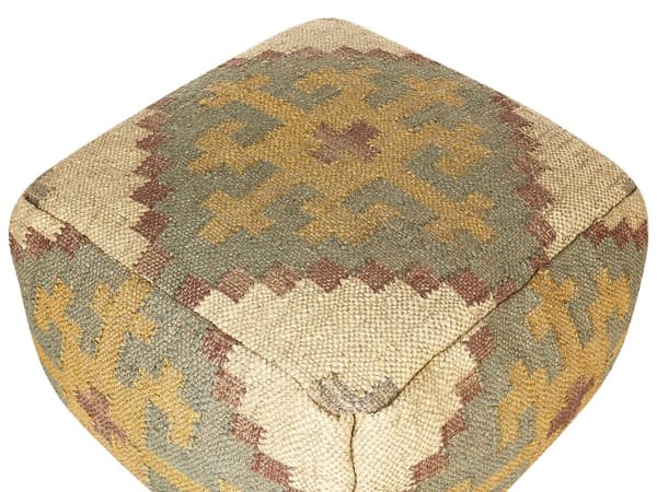Rahi monivärinen 50 x 30 x 50 cm juutti puuvilla villa Kelim kuvioitu neliö retro perinteinen