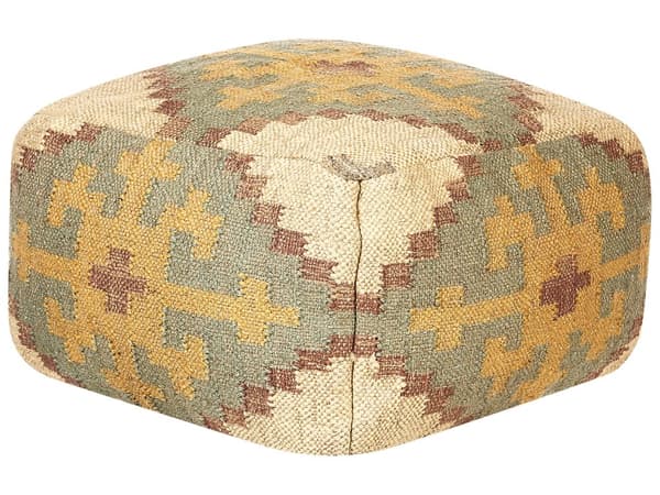 Rahi monivärinen 50 x 30 x 50 cm juutti puuvilla villa Kelim kuvioitu neliö retro perinteinen