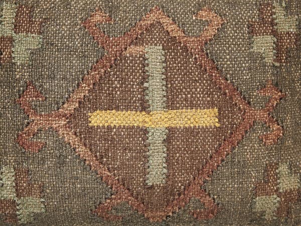 Puff Grön Jute och Ull 50 x 50 cm Orientaliskt Mönster Kelimstil Urtvättade färger Vardagsrum Sovrum