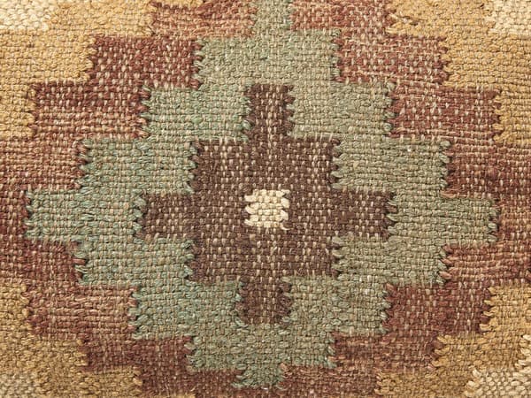 Puff Flerfärgad Jute och Ull 50 x 50 cm Orientaliskt Mönster Kelimstil Urtvättade Färger Sovrum Vardagsrum