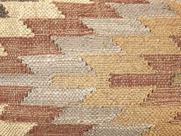 Puf Multifarvet Jute Uld Bomuld 50x50 cm Firkantet Orientalsk Kelim Siddepuf Marokkansk Design Polstret Siddemøbel til Stuen Gulvpude Værelse