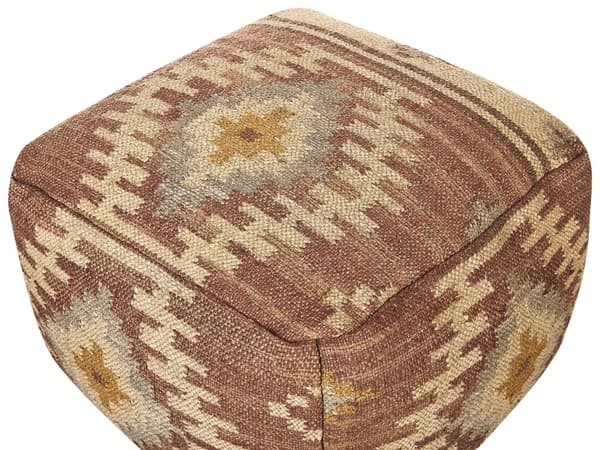Puf flerfarvet Jute Uld Bomuld 50 x 50 cm Firkantet Orientalsk Kelim Siddepuf Marokkansk Design Polstret Siddemøbel til Stuen Gulvpude Værelse