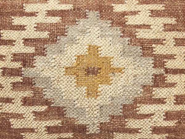 Puf flerfarvet Jute Uld Bomuld 50 x 50 cm Firkantet Orientalsk Kelim Siddepuf Marokkansk Design Polstret Siddemøbel til Stuen Gulvpude Værelse