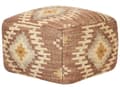 Miniatyrbillede 1 af 5: Puf flerfarvet Jute Uld Bomuld 50 x 50 cm Firkantet Orientalsk Kelim Siddepuf Marokkansk Design Polstret Siddemøbel til Stuen Gulvpude Værelse