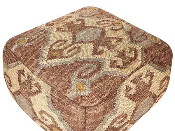 Puf Flerfarvet Jute Uld 50 x 50 x 30 cm Geometrisk Mønster Firkantet Boho Moderne Fodskammel Polstret Sæde