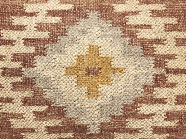 Puff Flerfarget Jute Ull 50 x 50 x 30 cm Geometrisk mønster Kvadratisk Boho Moderne Fotskammel Polstret Sete