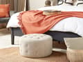 Miniatyrbillede 2 af 7: Fodskammel Beige Boucle Rund Puf-knap Tuftet Polstring Glamourøs Stuemøbler