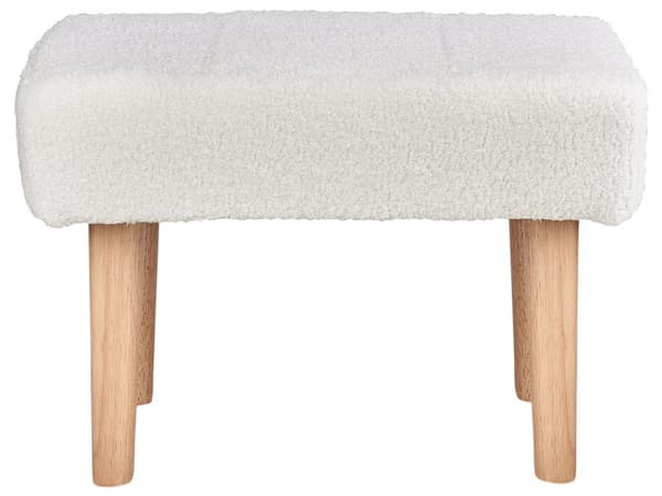 Jakkara valkoinen 50 x 35 x 30 cm buklee kumipuujalat suorakulmio kevyt skandinaavinen