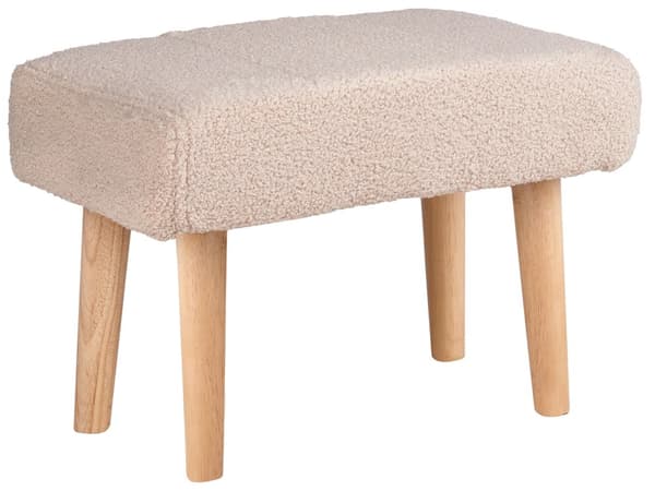 Jakkara vaalea beige 50 x 35 x 30 cm buklee kumipuujalat suorakulmio kevyt skandinaavinen