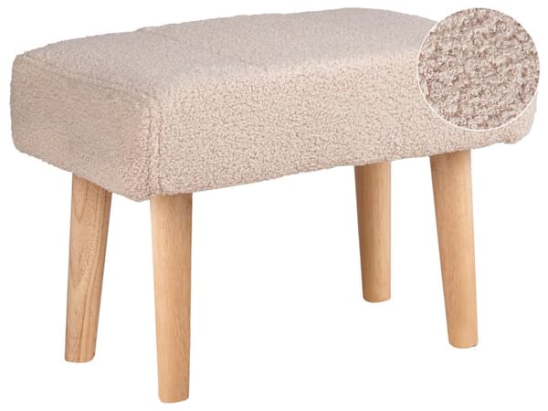Jakkara vaalea beige 50 x 35 x 30 cm buklee kumipuujalat suorakulmio kevyt skandinaavinen