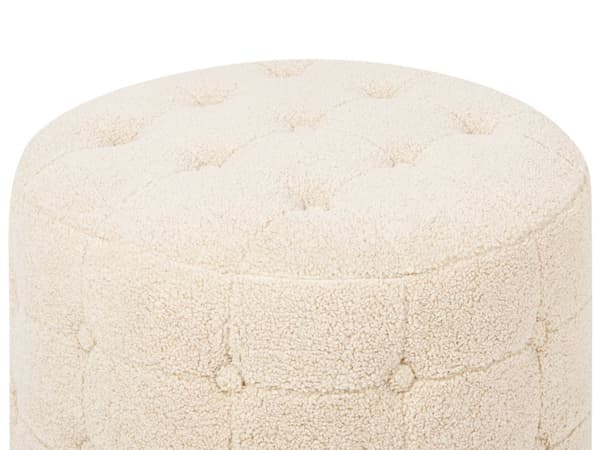 Rahi beige 55 x 30 x 55 cm bukleeverhoilu pyöreä napitettu vaahtomuovi jakkara