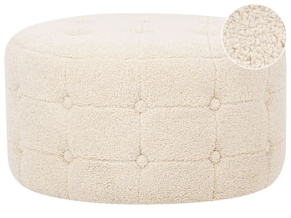 Rahi beige 55 x 30 x 55 cm bukleeverhoilu pyöreä napitettu vaahtomuovi jakkara