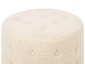 Miniatyrbild 5 av 7: Fotpall Vit Beige Rund Puff Knapptuftad Klädsel Glam Ottoman Vardagsrumsmöbler Sovrum Förvaring