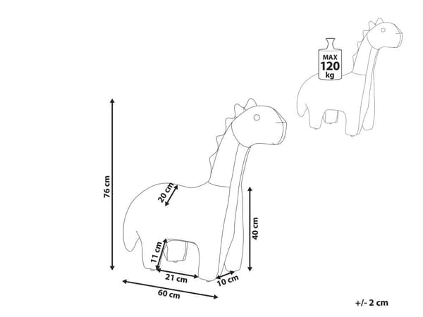 Puff Dyr Dinosaur Barn Fotskammel Grønn Fløyel Treben