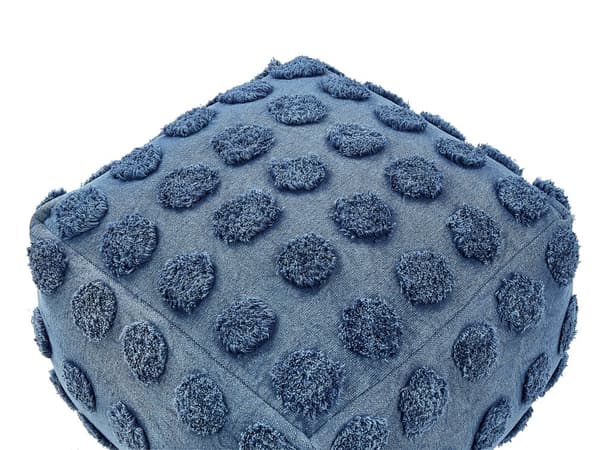 Puff Blå Bomull EPS 50 x 50 x 35 cm Kvadratisk Fotskammel Geometrisk mønster Boho stil Stue Barnerom Hjemme Tilbehør