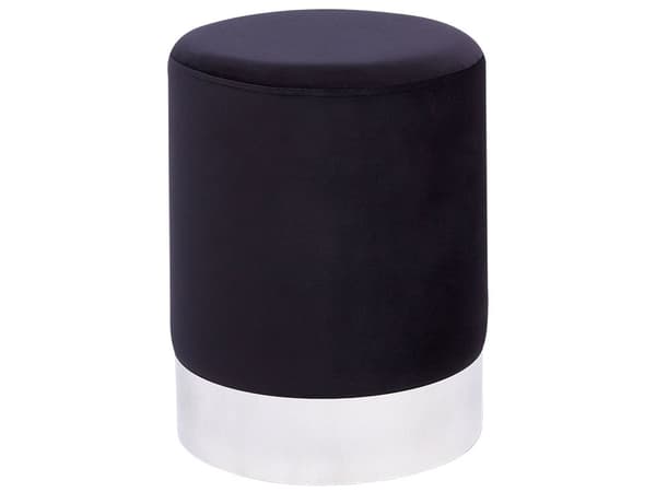 Puff Svart Fløyel Polstret Rustfritt stål 36 x 36 cm Fotstøtte Tilbehør Glamour Moderne Innredning Stue Soverom
