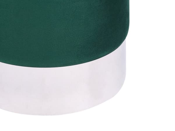 Puff Grön Sammetsklädsel Silver Metallisk Bård Glamourös Stil Vardagsrum