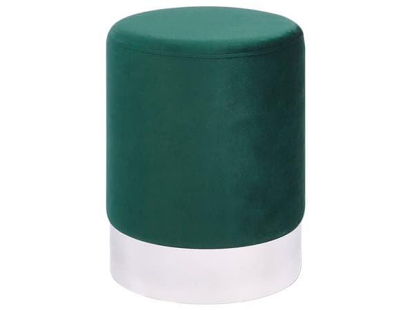 Puff Grön Sammetsklädsel Silver Metallisk Bård Glamourös Stil Vardagsrum