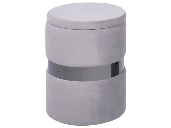 Set med 2 Förvaringspuffar Ljusgrå Klädsel i Polyestersammet Fotpall Glam-stil Elegant Design Vardagsrum Hall Sovrum