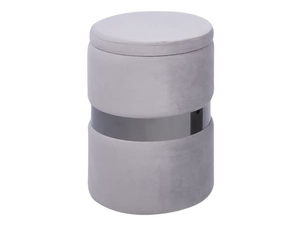 Set med 2 Förvaringspuffar Ljusgrå Klädsel i Polyestersammet Fotpall Glam-stil Elegant Design Vardagsrum Hall Sovrum