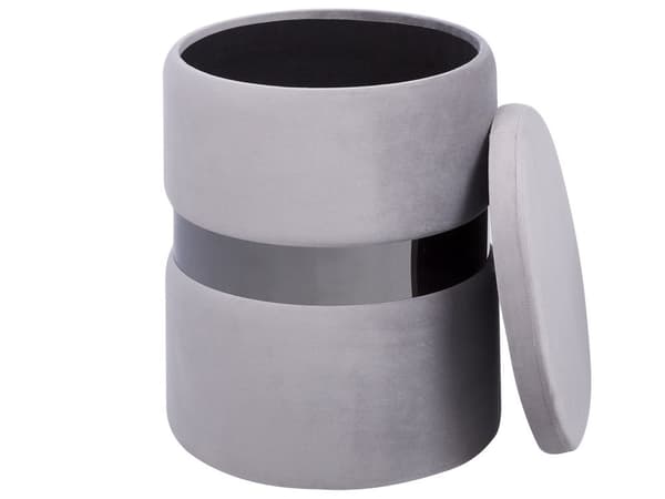 Set med 2 Förvaringspuffar Ljusgrå Klädsel i Polyestersammet Fotpall Glam-stil Elegant Design Vardagsrum Hall Sovrum