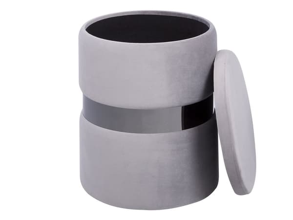 Set med 2 Förvaringspuffar Ljusgrå Klädsel i Polyestersammet Fotpall Glam-stil Elegant Design Vardagsrum Hall Sovrum