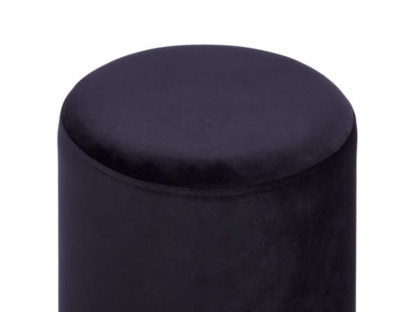 Skammel Sort Velour Betræk sølv Metal Bånd Glamourøs Stil